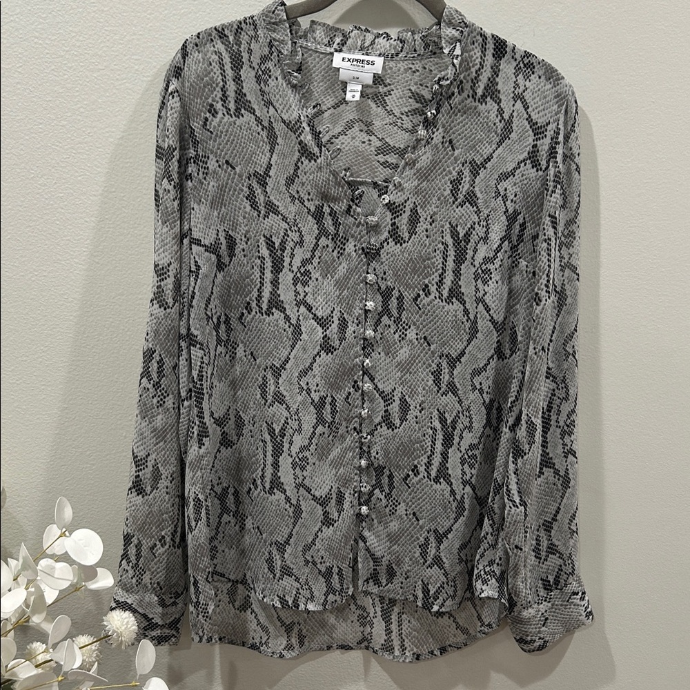 Stunning EXPRESS snakeskin pattern sheer blouse